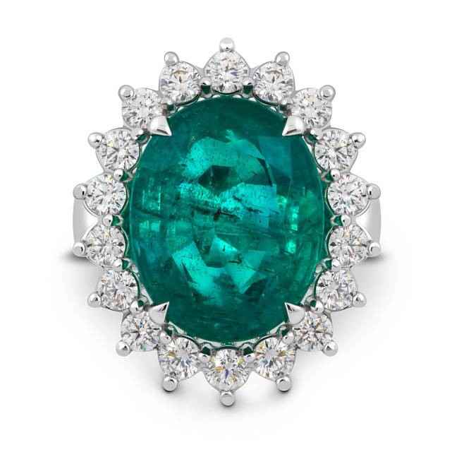 Кольцо из белого золота с изумрудом (047207)