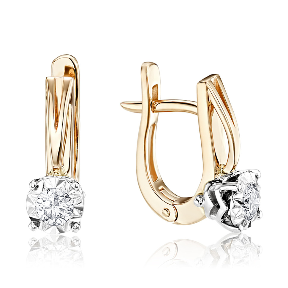 Серьги из комбинированного золота с бриллиантами (053070)