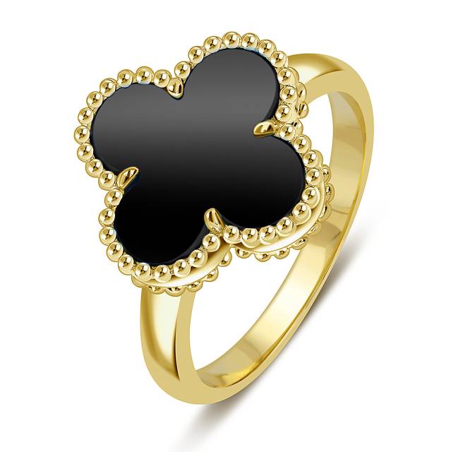 Кольцо из жёлтого золота с ониксом (057824)