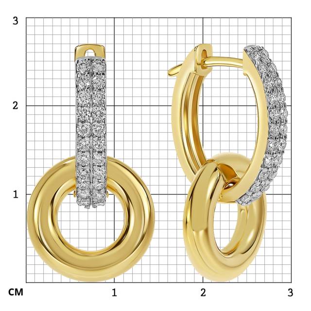 Серьги из жёлтого золота с бриллиантами (063707)