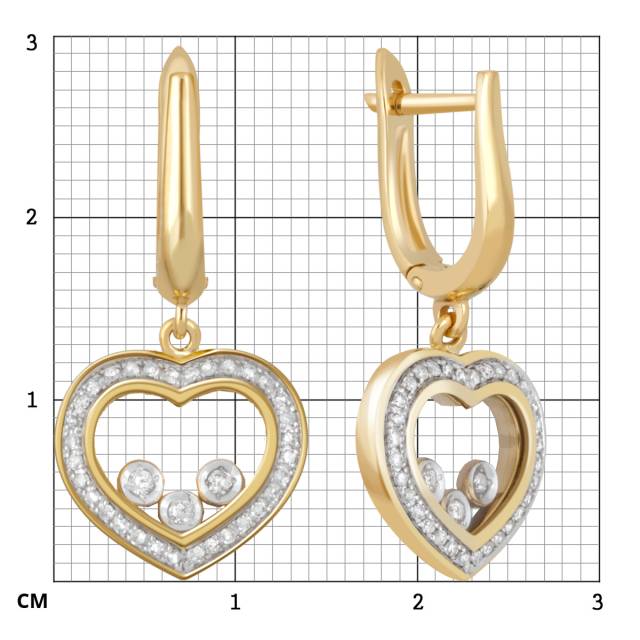 Серьги из комбинированного золота с бриллиантами (039675)