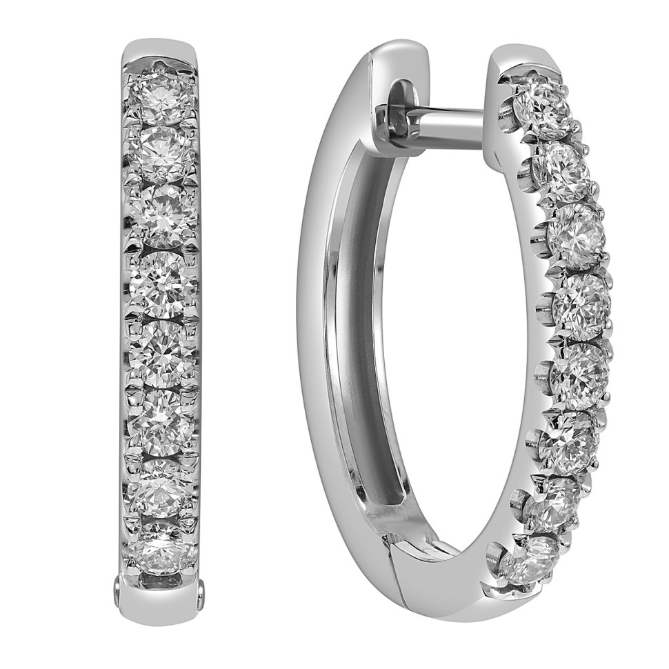 Серьги конго из белого золота с бриллиантами (053816)