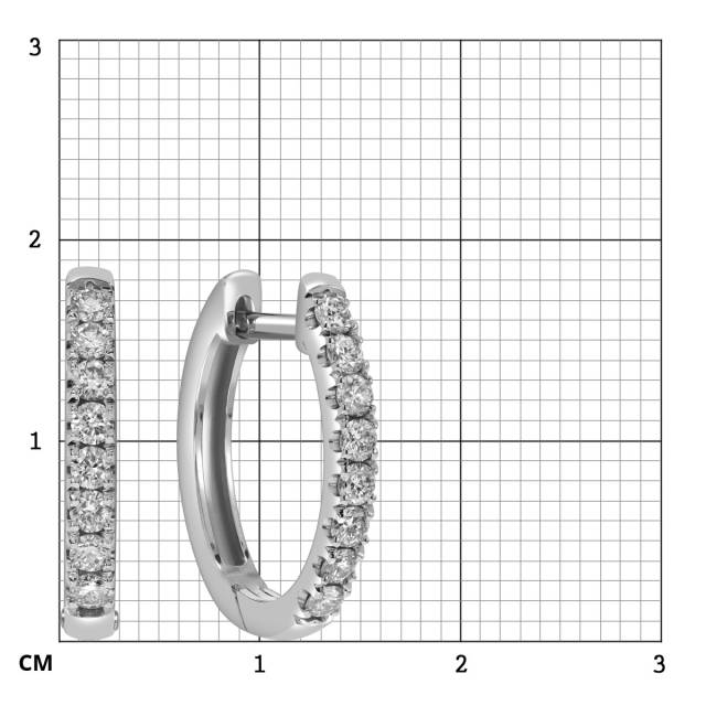 Серьги конго из белого золота с бриллиантами (053816)