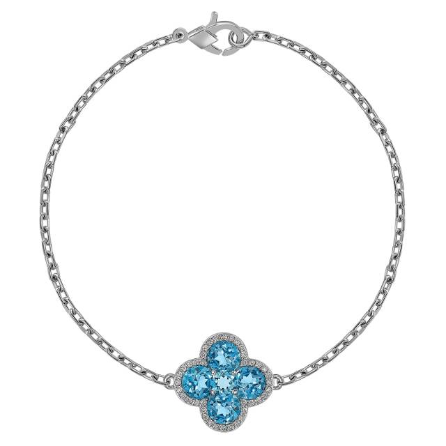 Браслет из белого золота с бриллиантами и топазами (059175)