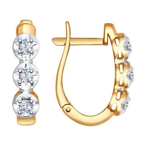 Серьги из комбинированного золота с бриллиантами (026187)