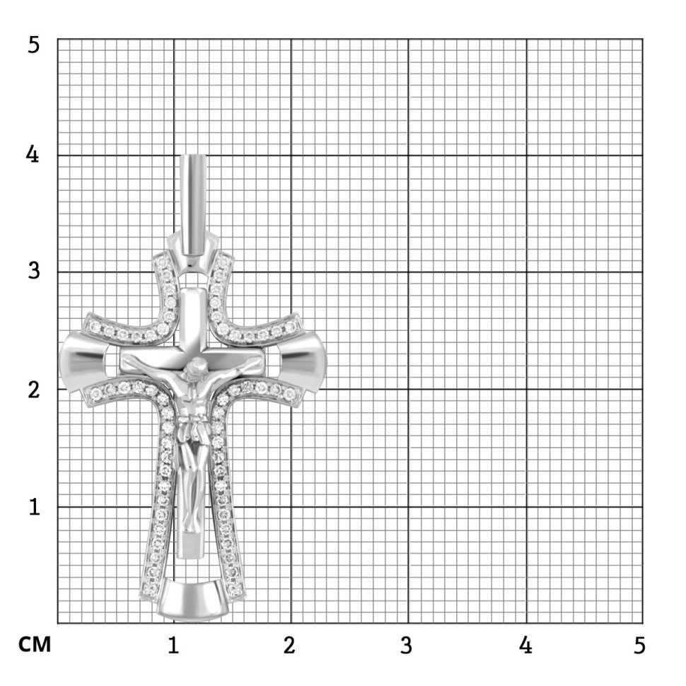 Кулон крест из белого золота с бриллиантами (025697)