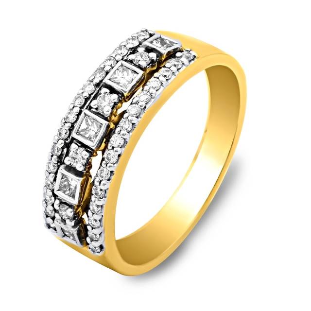 Кольцо из комбинированного золота с бриллиантами (022173)
