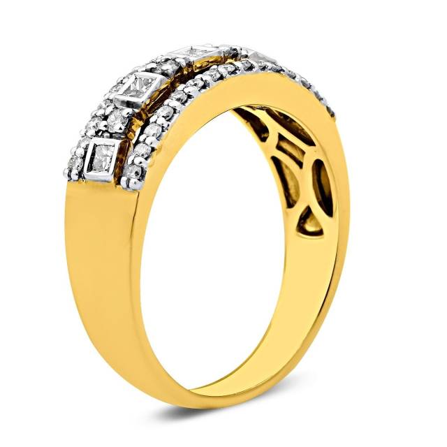 Кольцо из комбинированного золота с бриллиантами (022173)