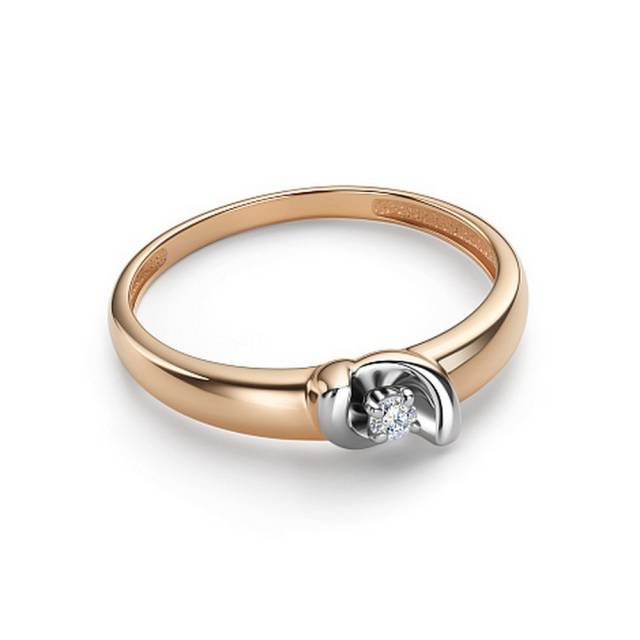 Помолвочное кольцо из красного золота с бриллиантом (061186)