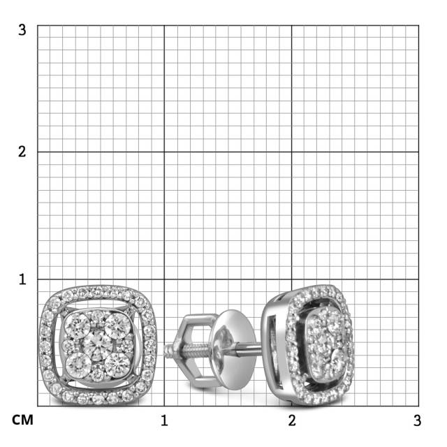 Серьги пусеты из белого золота с бриллиантами (059586)