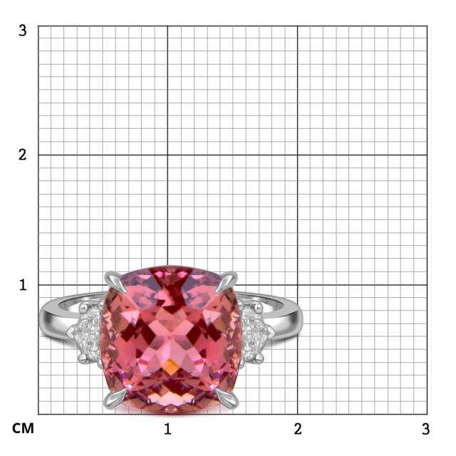 Кольцо из белого золота с бриллиантами и розовым турмалином (060035)