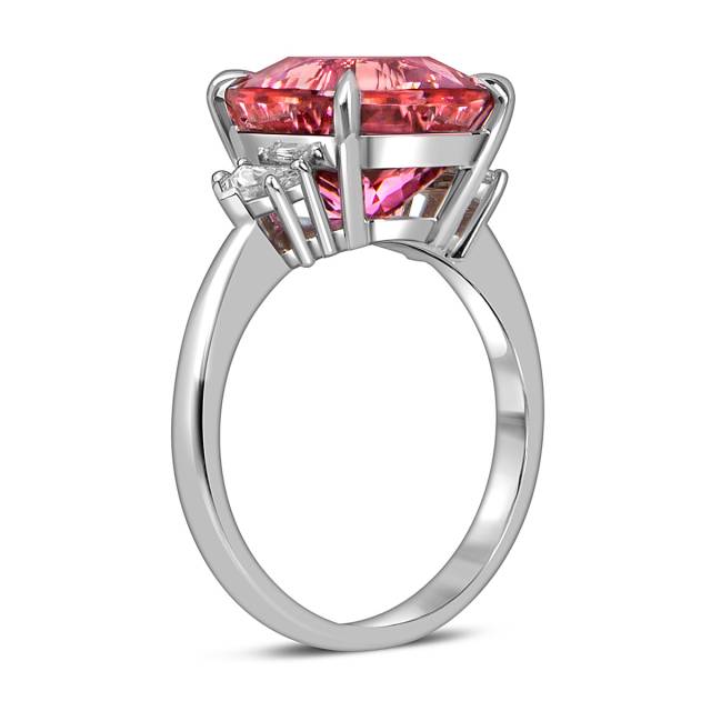 Кольцо из белого золота с бриллиантами и розовым турмалином (060035)