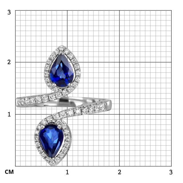 Кольцо из белого золота с бриллиантами и сапфирами (060138)