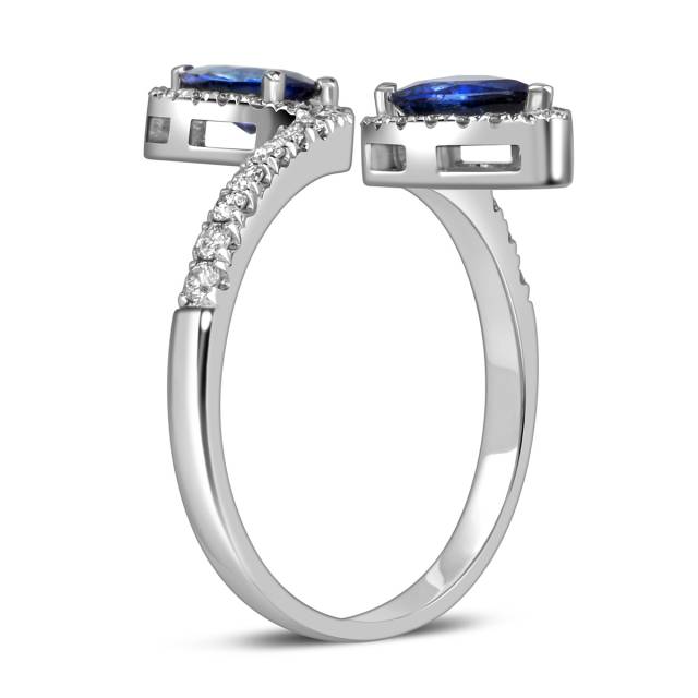 Кольцо из белого золота с бриллиантами и сапфирами (060138)