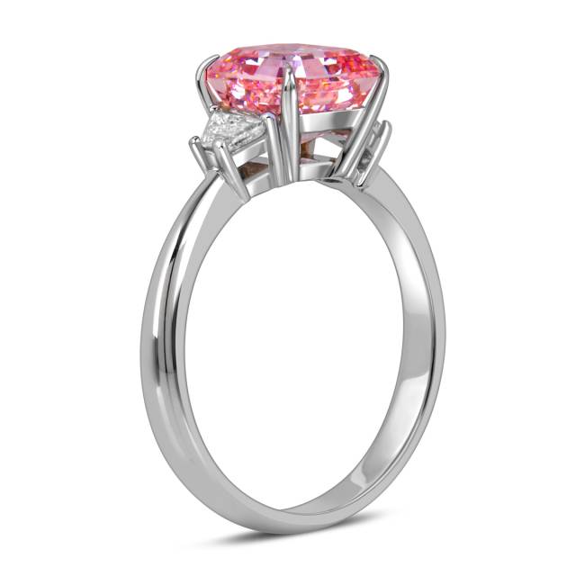 Помолвочное кольцо из белого золота с розовым бриллиантом (060202)