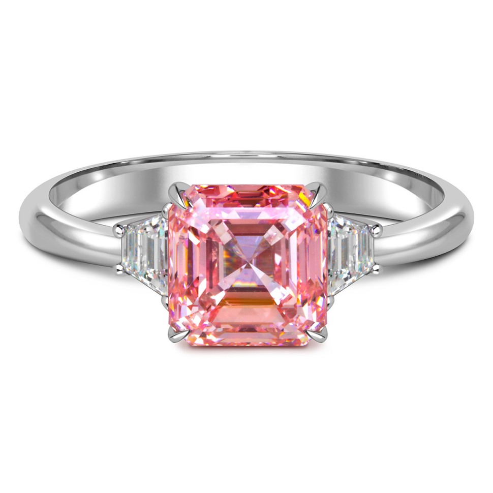 Помолвочное кольцо из белого золота с розовым бриллиантом (060202)