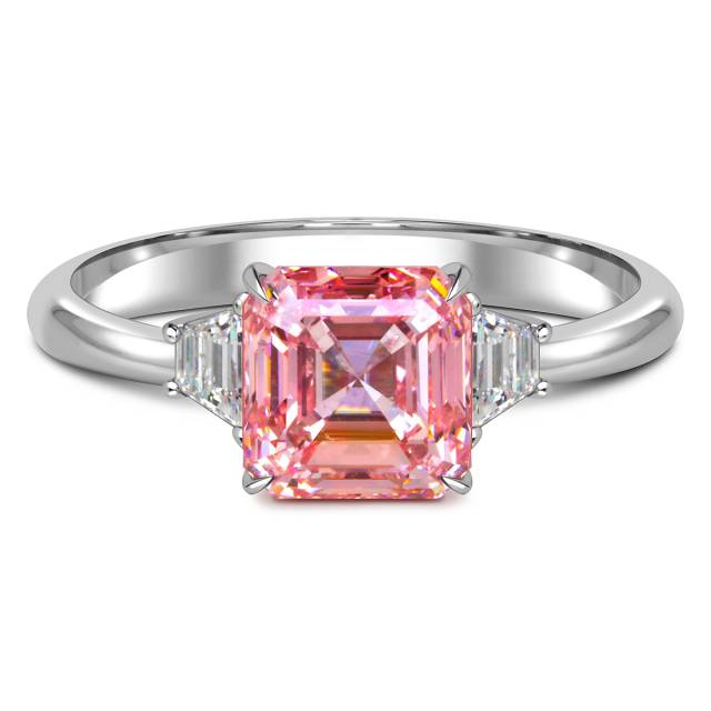 Помолвочное кольцо из белого золота с розовым бриллиантом (060202)