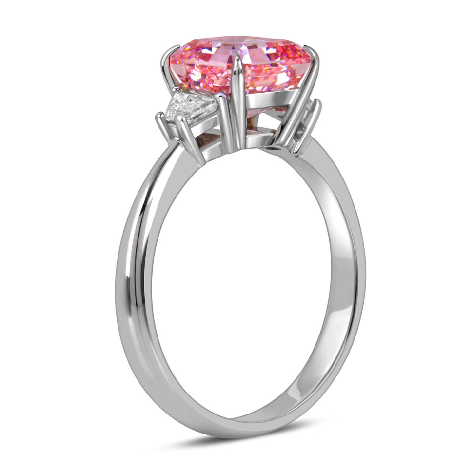 Помолвочное кольцо из белого золота с розовым бриллиантом (060202)