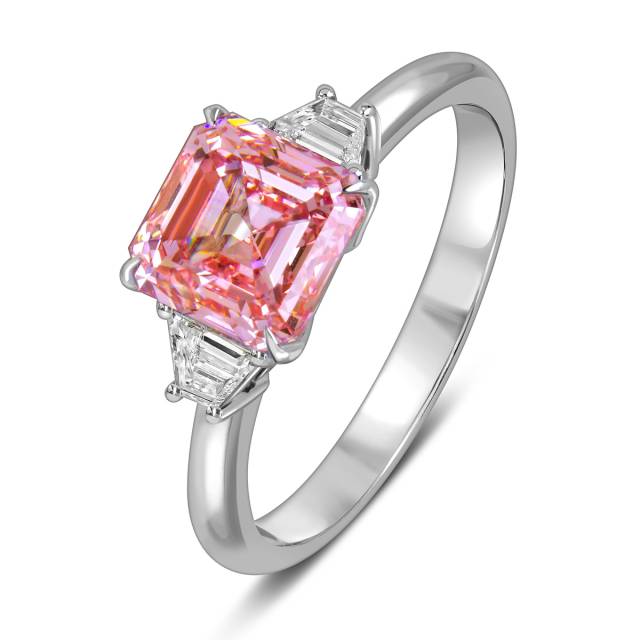 Помолвочное кольцо из белого золота с розовым бриллиантом (060202)