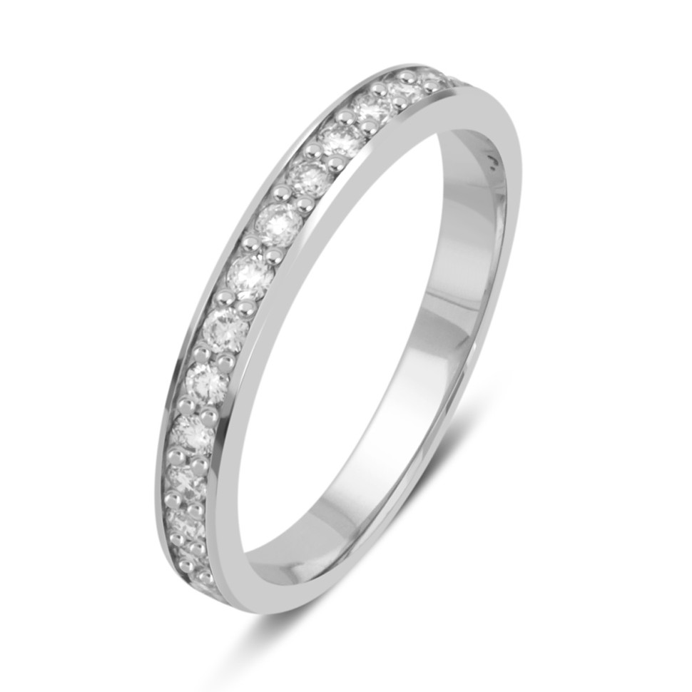 Обручальное кольцо из белого золота с бриллиантами (014387)
