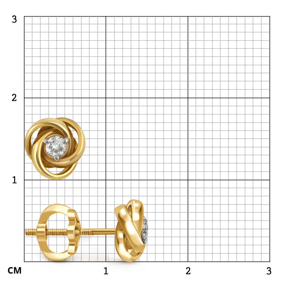 Серьги пусеты из жёлтого золота с бриллиантами (048529)