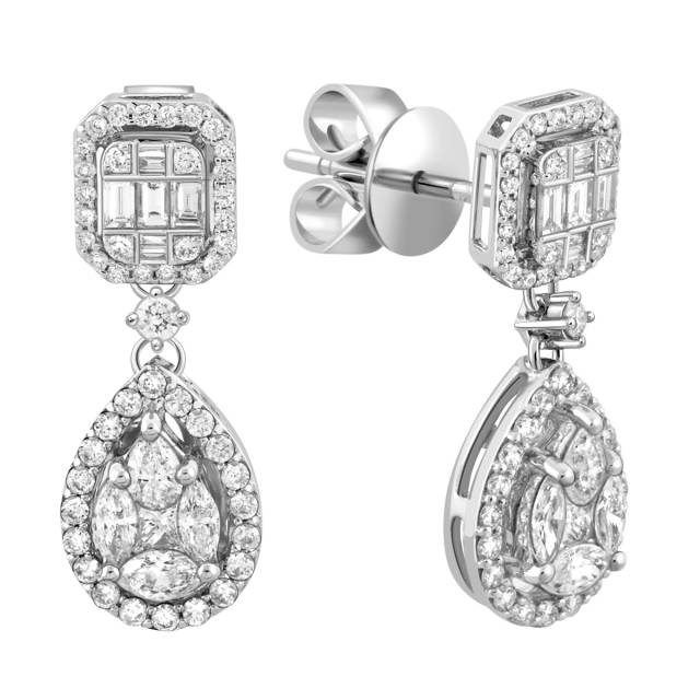 Серьги из белого золота с бриллиантами (049153)