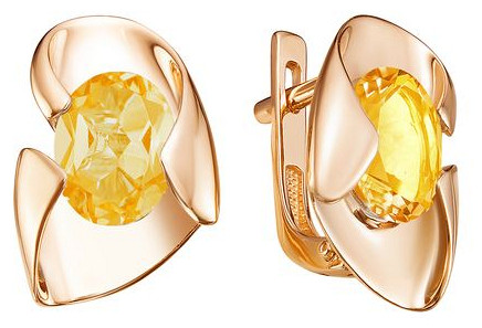 Серьги из красного золота с цитринами