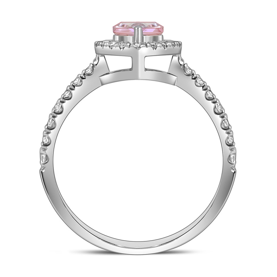 Кольцо из белого золота с бриллиантами и морганитом (059191)