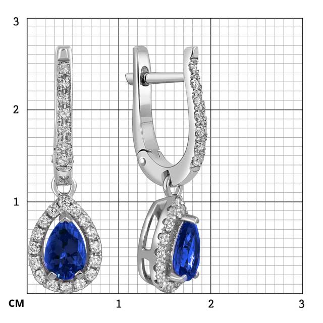 Серьги из белого золота с бриллиантами и сапфирами (055604)