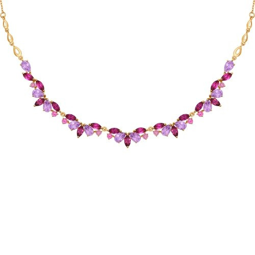 Колье из красного золота с родолитами и аметистами (037356)