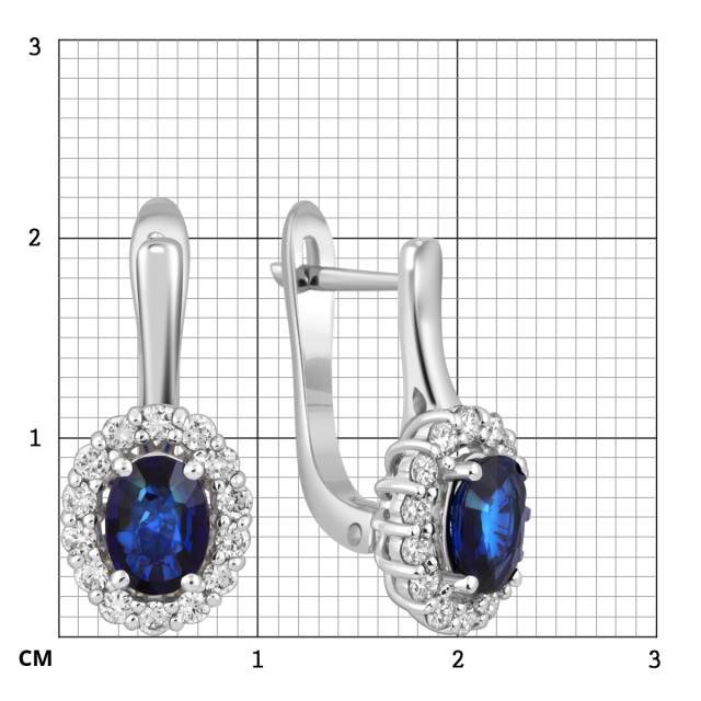 Серьги из белого золота с бриллиантами и сапфирами (050789)