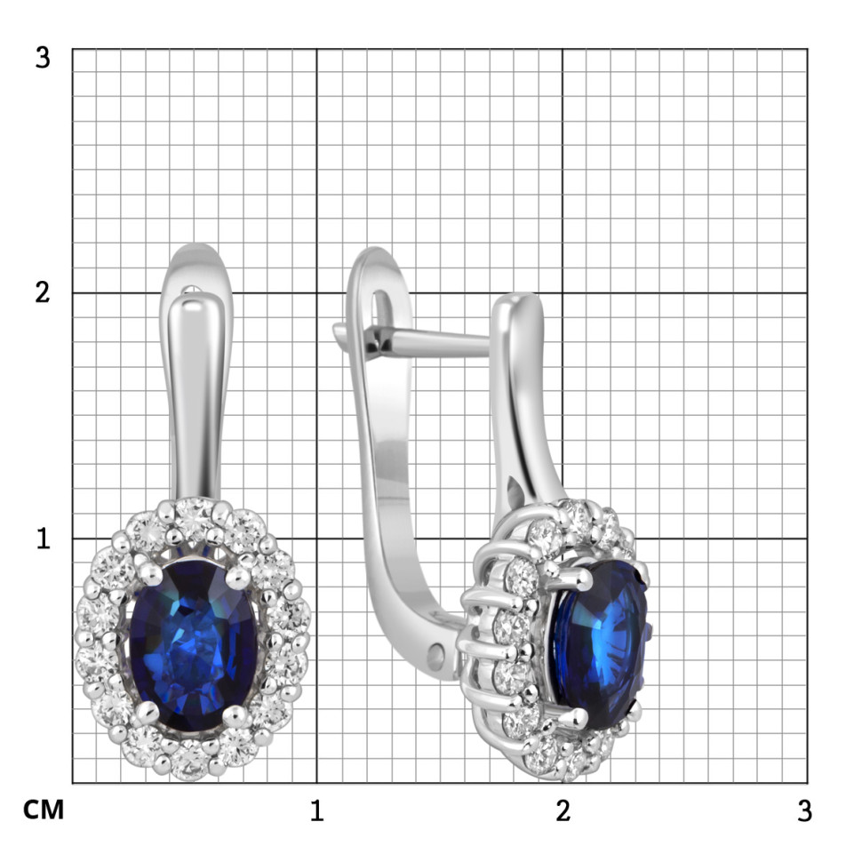 Серьги из белого золота с бриллиантами и сапфирами (050789)