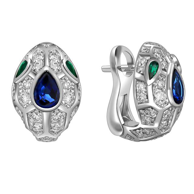 Серьги из белого золота с бриллиантами и ситаллами (053793)