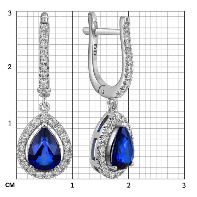 Серьги из белого золота с бриллиантами и сапфирами (062773)