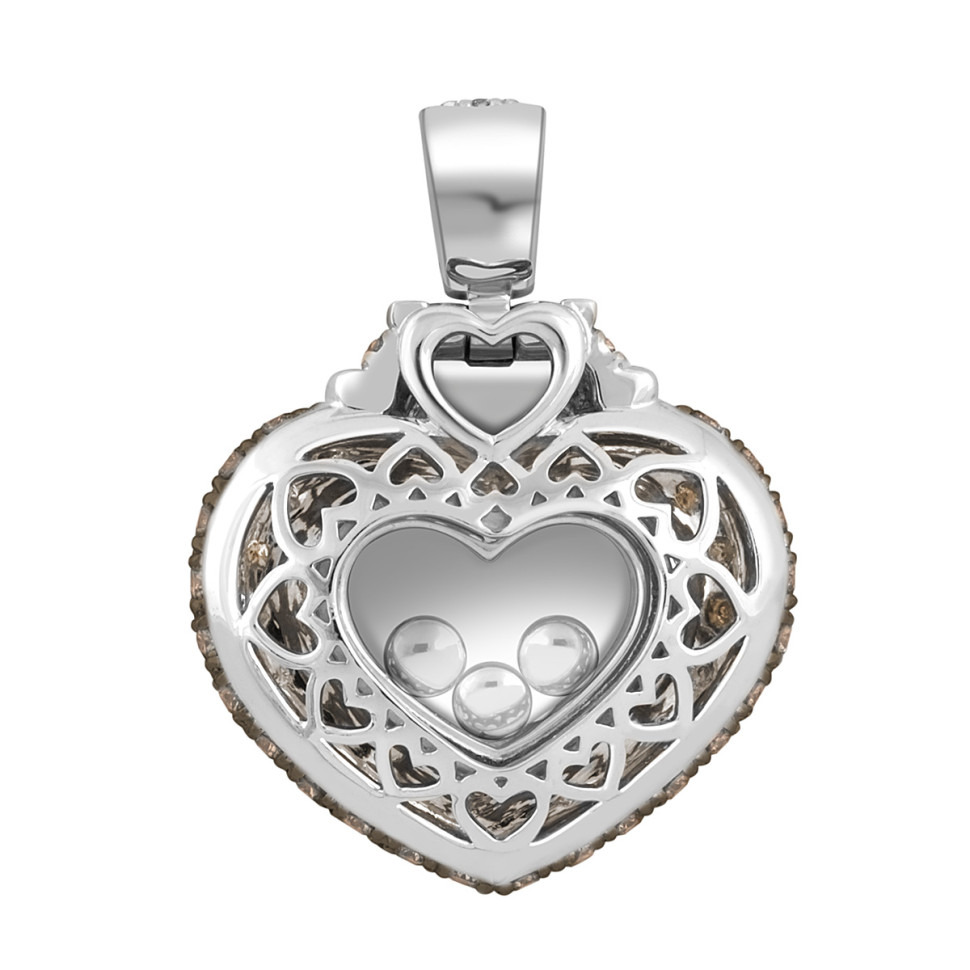 Кулон  из белого золота с  коричневыми бриллиантами 