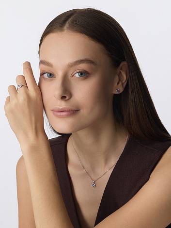 Кулон из белого золота с танзанитом и бриллиантами (061192)