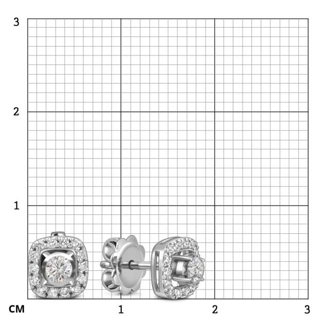 Серьги пусеты трансформеры из белого золота с бриллиантами (059582)
