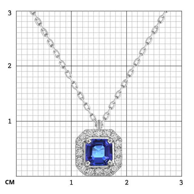 Колье из белого золота с бриллиантами и сапфиром (060310)