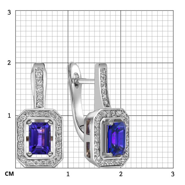Серьги из белого золота с бриллиантами и танзанитами (061657)