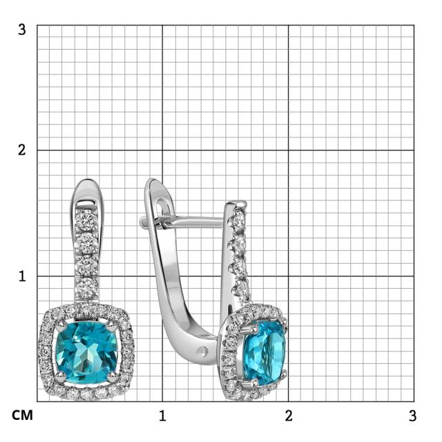 Серьги из белого золота с бриллиантами и апатитами (058527)