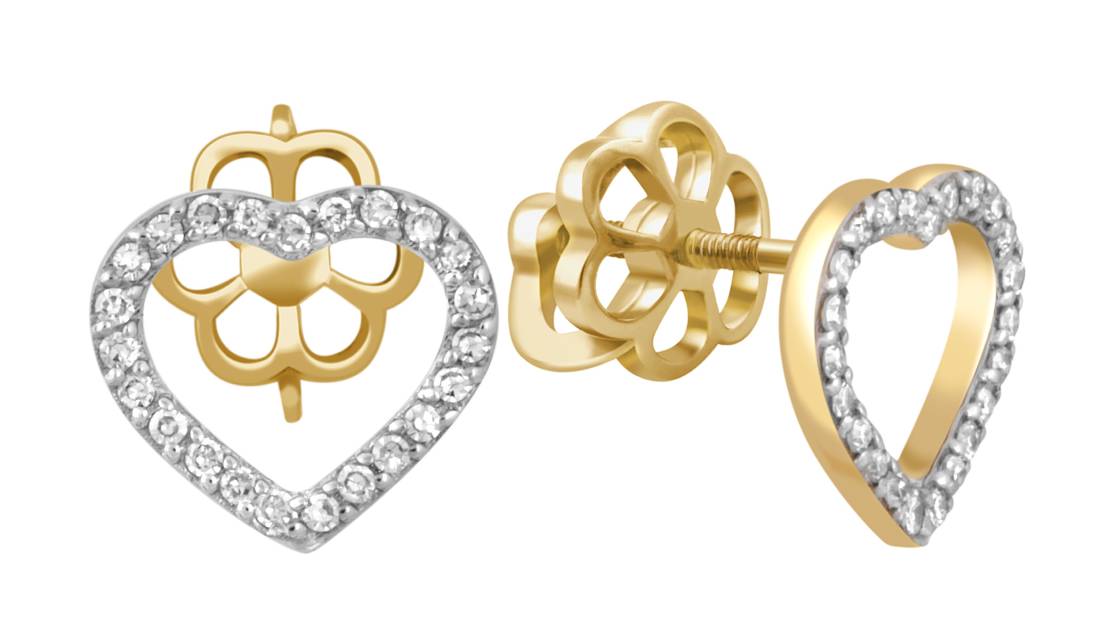 Серьги пусеты из жёлтого золота с бриллиантами (046336)