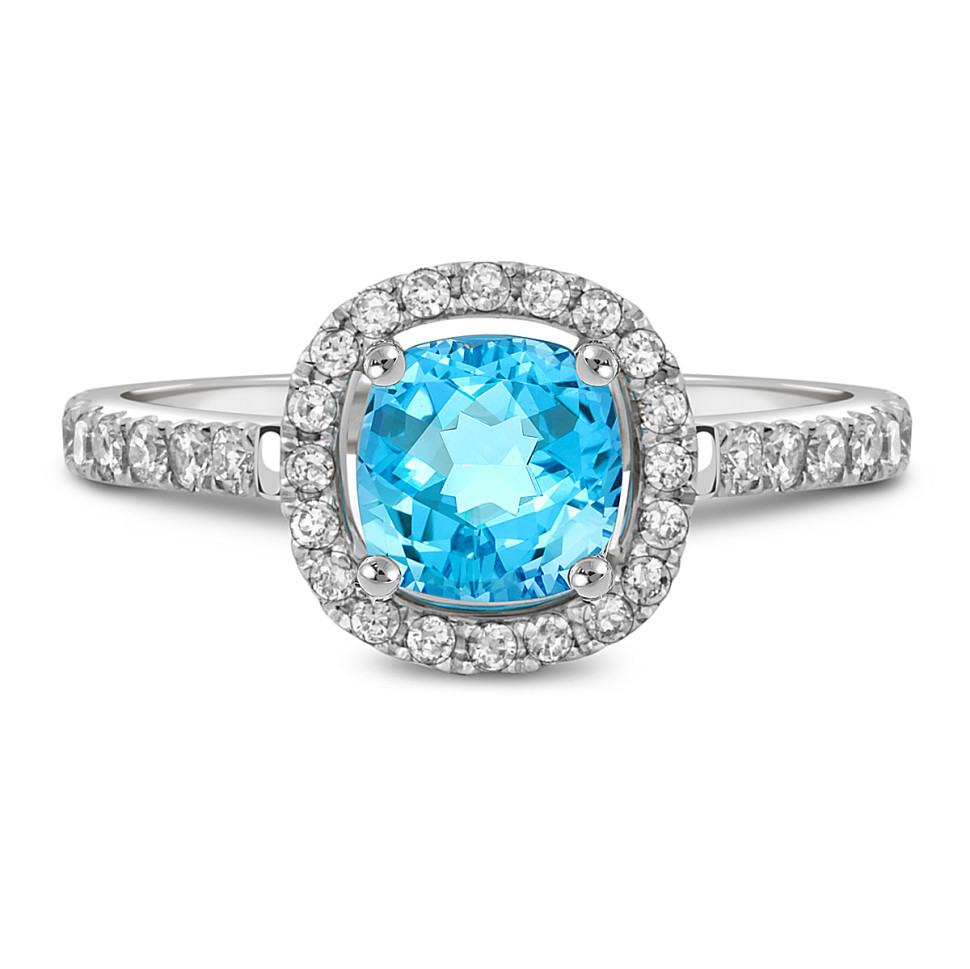 Кольцо из белого золота с бриллиантами и апатитом (049394)