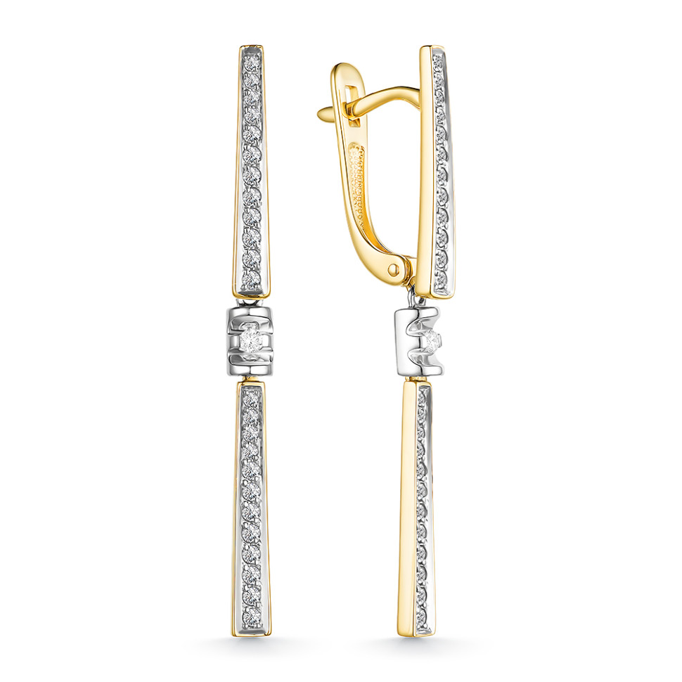 Серьги из комбинированного золота с бриллиантами (057706)