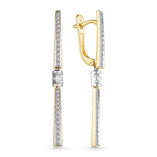 Серьги из комбинированного золота с бриллиантами (057706)