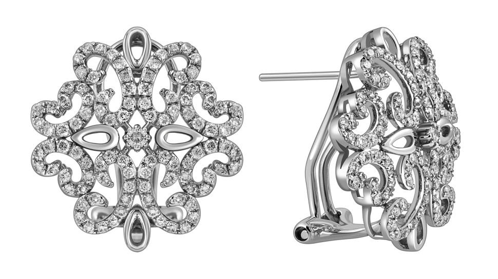 Серьги из белого золота с бриллиантами (025961)