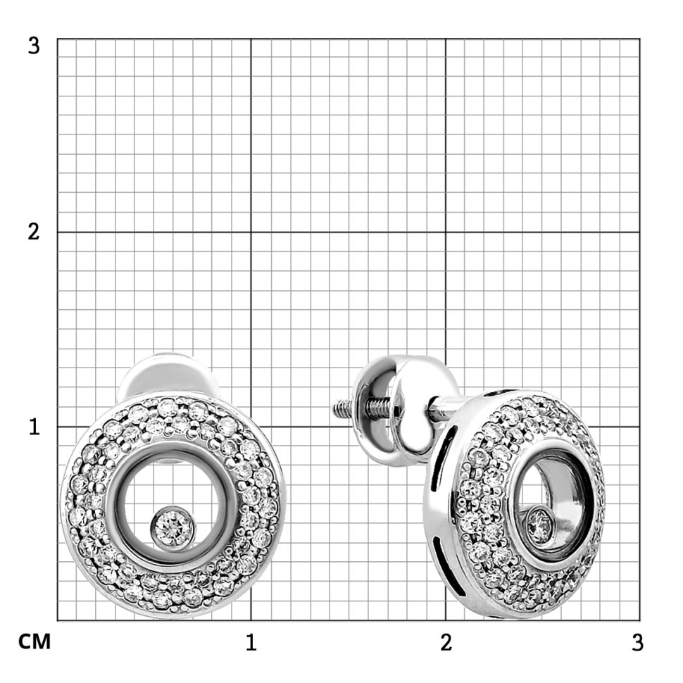 Серьги пусеты из белого золота с бриллиантами (025774)