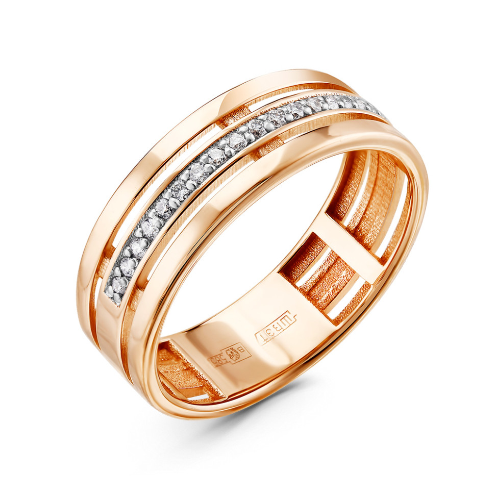 Кольцо из красного золота с бриллиантами (052989)