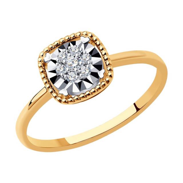 Кольцо из красного золота с бриллиантами (046748)