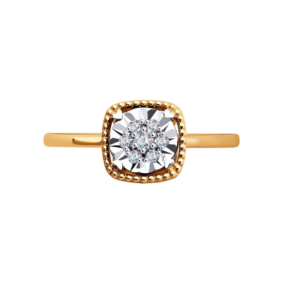 Кольцо из красного золота с бриллиантами (046748)