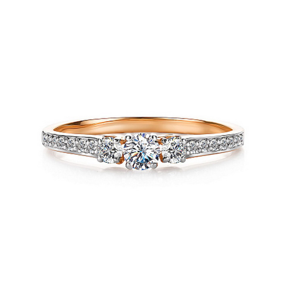 Помолвочное кольцо из красного золота с бриллиантами (053650)